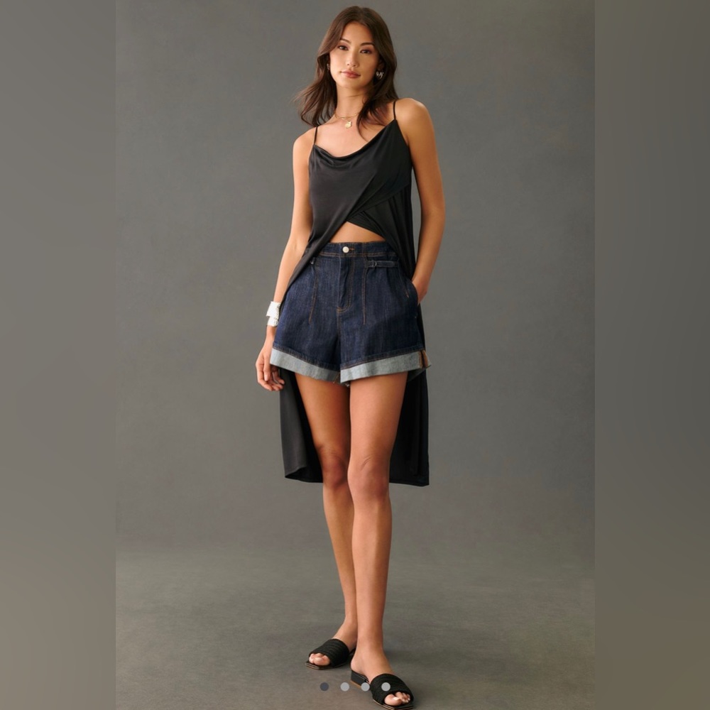 NWOT Anthropologie Pilcro Cinch-Waist Rolled-Hem Shorts, size 25, cocktail wash